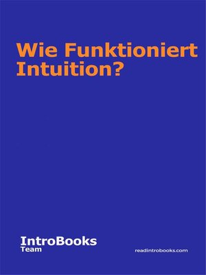 cover image of Wie Funktioniert Intuition?